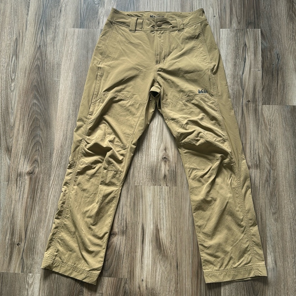 Rei Co-op Pants Mens 30x30 Brown Hiking Straight Nylon Blend Flat Front Stretch